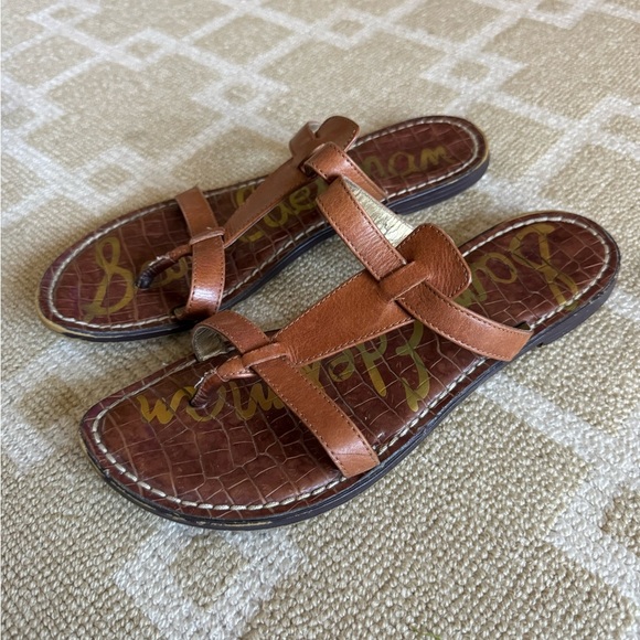 Sam Edelman Kira Brown Leather Thong Slide Sandals Flat Casual Boho Shoes Size 9 - Picture 10 of 10